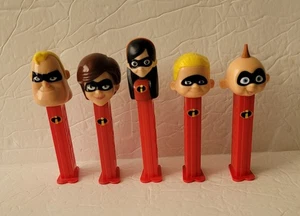 PEZ BONBONSPENDER Die Unglaublichen KOMPLETTSATZ FÜNF Disney Pixar 2004 - Bild 1 von 4