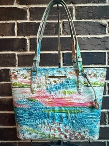 NWT $365 Brahmin Medium Asher Tote Staycation Melbourne multi blue pink cream - Picture 1 of 5