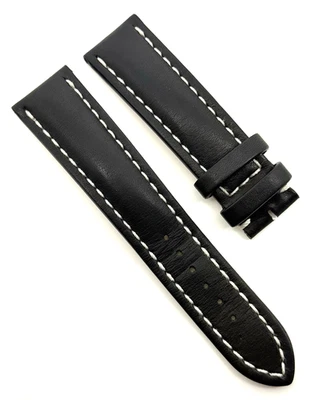 Correa de reloj Breitling 22 mm x 20 mm de cuero de becerro negro 435X auténtica OEM Foto 1 de 4