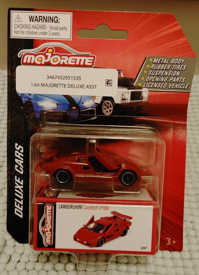 Majorette 豪华兰博基尼 Countach LP400 红色 1: 64 压铸汽车 — 第 1/1 张图片