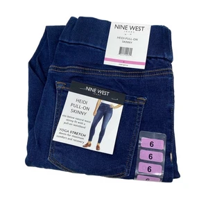 Nine West Damenhose Gr. 6 Skinny Yoga Stretch Heidi Pull-On blau Layafette neu mit Etikett - Bild 1 von 15