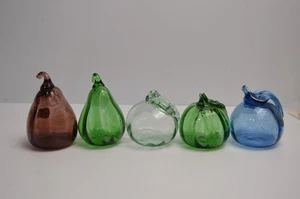 5 Vintage Glass Fruit Pears Apples Gourd Halloween Harvest Blown Bubbles - Picture 1 of 21