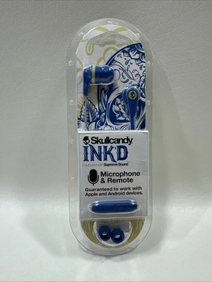 Skullcandy S2IKHY-459 Ink'd Earbud Headphones, Blue New & Sealed Microphone - Image 1 of 3