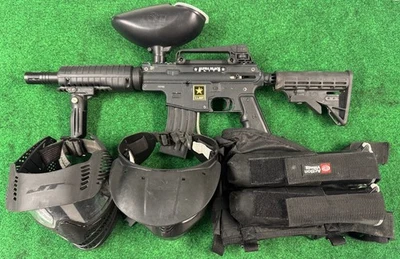 TIPPMANN EJÉRCITO DE EE. UU. ALFA NEGRO ELITE PAINTBALL MARCADOR PISTOLA TOLVA BOLSA 2 MÁSCARA Foto 1 de 4
