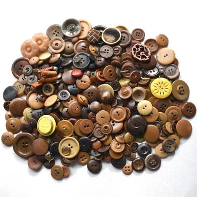 Mixed Lot Vintage Buttons Mostly Brown Vegetable Ivory Some Other Materials - Image 1 of 4