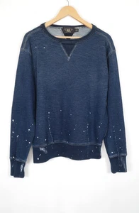 RRL Double RL Ralph Lauren Terry Paint Splat Sweater Pullover Distressed Medium - Picture 1 of 14
