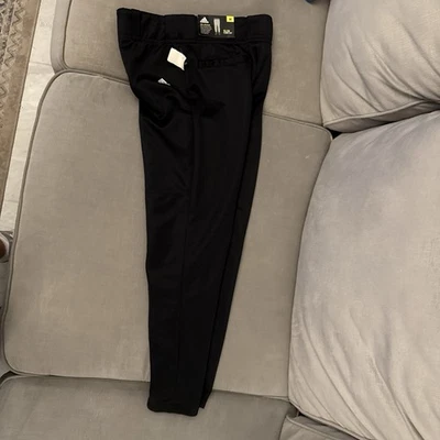 Adidas Baseball Pants Boys M Black Open Bottom Triple  Cleat Cut Slim NWT - Image 1 of 4