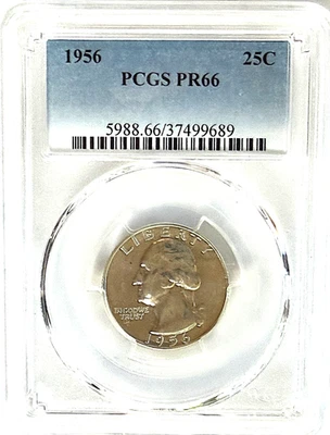 1956-P WASHINGTON SILVER QUARTER PROOF ( PCGS PR66 ) HARD TO FIND / UNC / RARE - Image 1 of 4