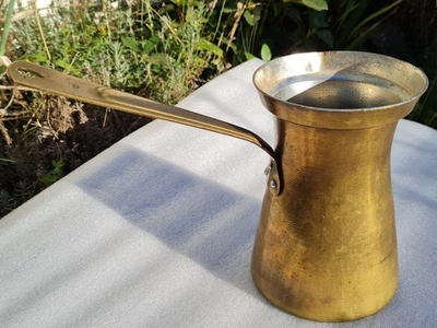 Pot à lait chauffe-beurre chauffe-lait chauffe-eau en cuivre étain ancien casser - Photo 1/4