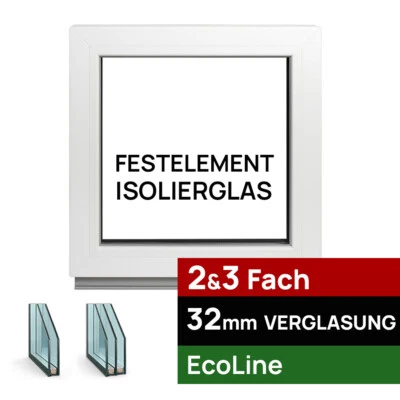 Fenster Kellerfenster Festverglasung Kunststofffenster Weiß 2 & 3 Fach - Bild 1 von 4
