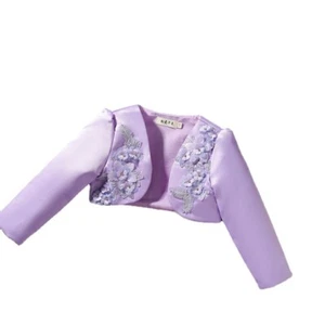 Kids Girls Slim Satin Bolero Shrug Cape Shawl Open Jacket Wedding Cover Up Cape - Picture 1 of 14