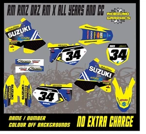 Rebound Graphics Kit to fit: Suzuki RM RMZ 85 125 250 450 models all years - Picture 1 of 6