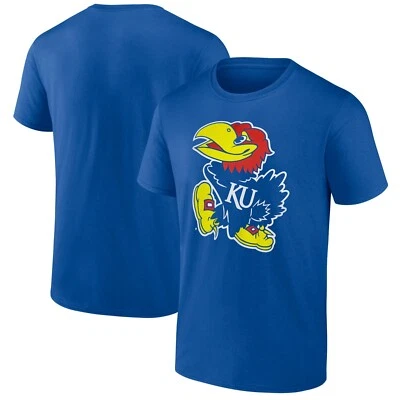 Kansas Jayhawks Big Hawk Logo Camiseta Azul Profundo Fruta del Telar HD Algodón XL Foto 1 de 4
