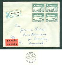 Iceland. 1959 Cover Airmail. Reg: 4541. Express. 4 Block Airmail. Sc# C 21. Adr.