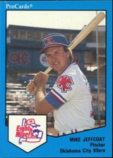 1989 Pro Cards Oklahoma City 89ers MIKE JEFFCOAT RC RANGERS CARDINALS