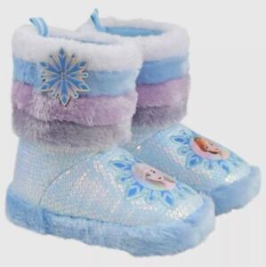 Toddler Girls' Disney Frozen Bootie Slippers Blue - SIZE S (5/6)