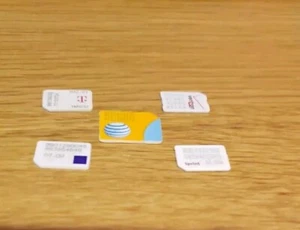 Lot of 5 Used SIM Cards (T-mobile, AT&T, Verizon, Sprint, MetroPCS) - Picture 1 of 1
