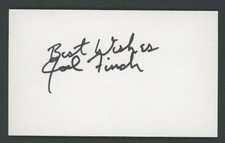 Joel Finch AUTOGRAPHED Index Card** MLB Boston Red Sox Baseball (Inscription)