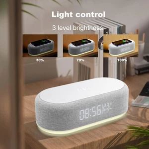 Wireless Charger With Alarm Clock Night Light Thermometer For iPhone Samsung S24 - Picture 1 of 18