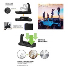Car Doorstep Latch Foot Pedal Access To Roof top Black Aluminum Alloy Foldable 