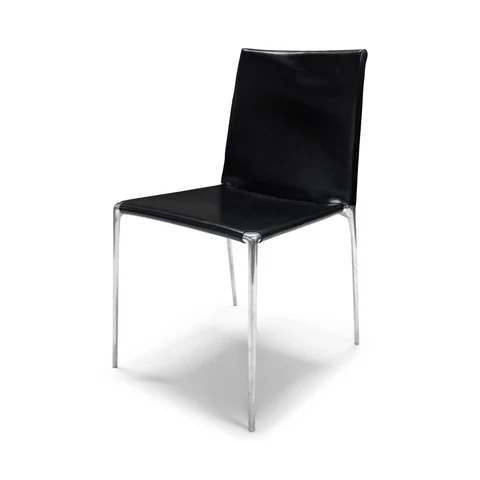 Black Leather Alma Chair by Roberto Barbieri for B&B Italia Cover