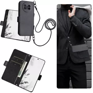 Crossbody Wallet Case For HUAWEI Fold Premium Genuine Leather Cover - Picture 1 of 17