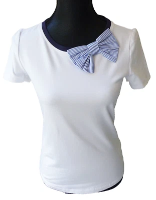 Kate Spade NY Tee Shirt White Bow Tee Broome St. Size Small NWT Foto 1 de 4