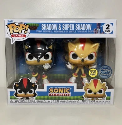 Sonic The Hedgehog Shadow & Super Shadow Funko Pop! Paquete de 2 pegatinas SE como nuevas Foto 1 de 4