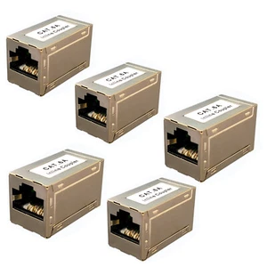 5Pcs CAT6A Shielded RJ45 Ethernet Inline Joiner Adapter Cable Extender Coupler t - Afbeelding 1 van 5