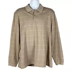 Van Heusen mens thick knit long sleeve t-shirt XL stretch light brown collared - Picture 1 of 4