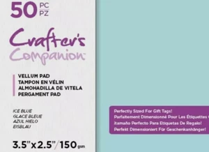 Crafter's Companion Vellum Pad 3.5"X2.5" 50/Pkg-Ice Blue NEW - Picture 1 of 1