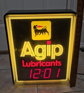 Rare AGIP Motor Oil Clock Sign Light Ferrari Exotic Lubricant ENI Italian Gas - Bild 1 von 4