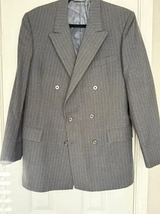 Vintage Christian Dior Monsieur Gray Pinstripe Suit Jacket Men's Size 40R - Picture 1 of 8