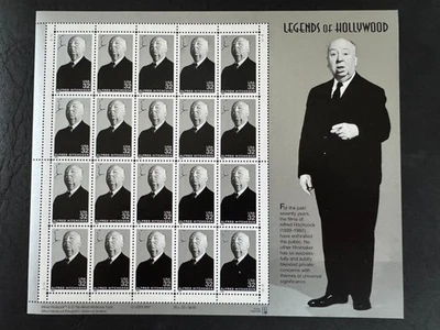 Scott #3226 Alfred Hitchcock Legends of Hollywood Pane of 20 32¢ Stamps (1998) - Image 1 of 2
