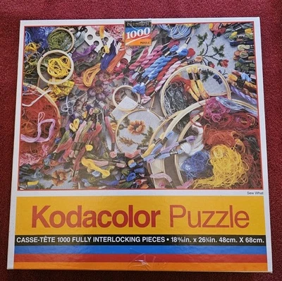 Vtg 1994 Kodacolor 1000pc Puzzle By RoseArt "Sew What"  Complete - Image 1 of 4