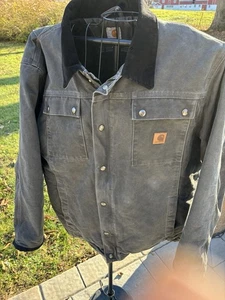 Chaqueta Carhartt Para Hombre Gris Medio/Negro Cuello Pana RN 14806 Abrigo de Granero Forrado - Imagen 1 de 14