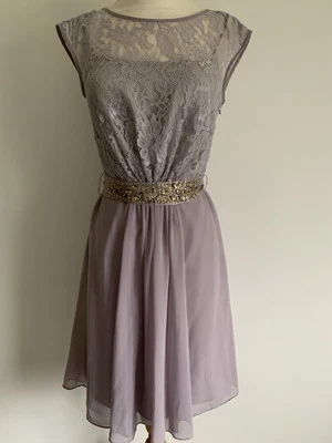 Coast Dress Size 6 Lilac Lace Bodice Beaded Tie Waist Christmas party. - Image 1 of 4