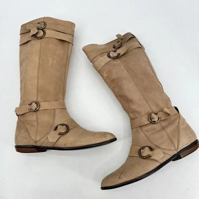 Botas de montar de cuero ecuestre STEVEN by Steve Madden hebilla de herradura 8,5 tostadas Foto 1 de 4