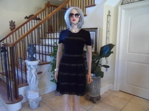 Red Valentino Black Rib Knit A-Line Dress W/ Lace Detail Size S - Picture 1 of 12