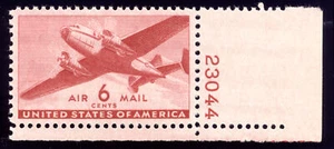 US C25 6c Airmail 1941 Twin-Motored Transport Plane plate # PSAG grade 100 NH - Picture 1 of 3