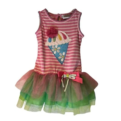 Платье Emily Rose розовое в полоску TuTu без рукавов тюль на день рождения для девочек ясельного возраста 2T - Изображение 1 из 4