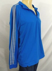 ADIDAS Pullover Jacket 1/4 Zip Front Bright Blue Mens L Poly Spandex LS - Picture 1 of 6