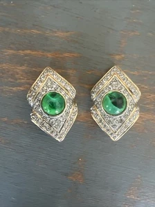 Vogue Schmuck Ohrringe Clips Metall vergoldet Vintage Strass Ref I480 » - Bild 1 von 6