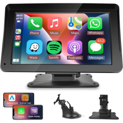 7" Tragbar Autoradio Wireless Apple CarPlay Android Auto Bluetooth Touchscreen - Bild 1 von 4