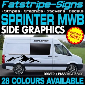 para adaptarse a MERCEDES SPRINTER MWB GRÁFICOS PEGATINAS RAYAS CÁMPER FURGONETA AUTOCARAVANA - Imagen 1 de 2