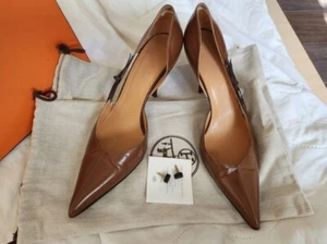 Hermes Beautiful Dark Brown Pumps & New Extra Heel Protectors US 9 (EU 40) BOX - Picture 1 of 12