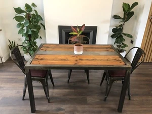 Industrial style Dining Table & bench seat luxury modern handmade Unique - Picture 1 of 14