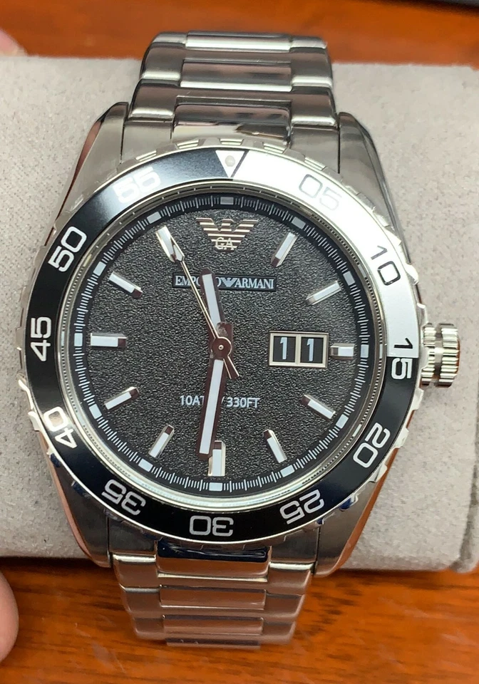 Emporio Armani AR6047 Sportivo Black Dial Stainless Steel Men's Watch - Image 1 of 1