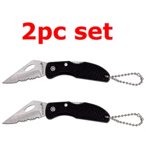 2PC MINI POCKET KNIFE Camp Outdoor Hunting Keychain Folding Survive Knives Ring - Picture 1 of 7