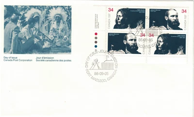 Canada Stamp #1109a - FDC U/A - Peacemakers of the Prairies (1986) 4 x 34¢ - Image 1 of 2